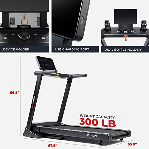 Sunny Health & Fitness Astra Elite Advanced Brushless Motor Treadmill with 15-Level Auto Incline, Wide Running Deck & Exclusive SunnyFit® App Enhanced Bluetooth Connectivity - SF-T722052
